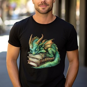 Dragon Book Reading Shirt, Gift for Book Lover, Fantastic Book T-shirt, Fantasy Reading Shirt for Readers, Book Lover Tee, Gift for BFF