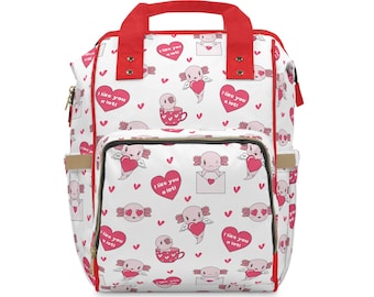 Axolotl Diaper Bag Backpack, High-Grade Nylon, Baby Shower Gift