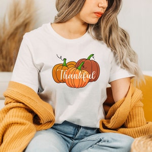 Thankful Pumpkin Thanksgiving T-Shirt: Autumn Holiday Tee