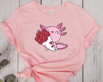 Cute Axolotl Graphic T-Shirt, Valentine's Day Gift