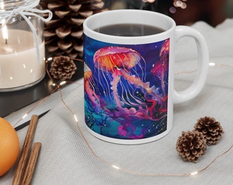 Mug à café méduses colorées : cadeau pour les amoureux de l'océan