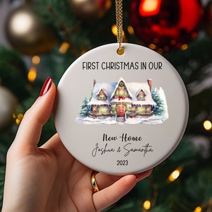 Christmas Personalized Gifts New Home Ornament Housewarming Realtor Client Closing Gift Minimalist First Christmas in Our New Home Ornament