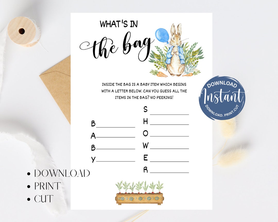Peter Rabbit Baby Shower Game Peter Rabbit What's in the Bag Game Baby
