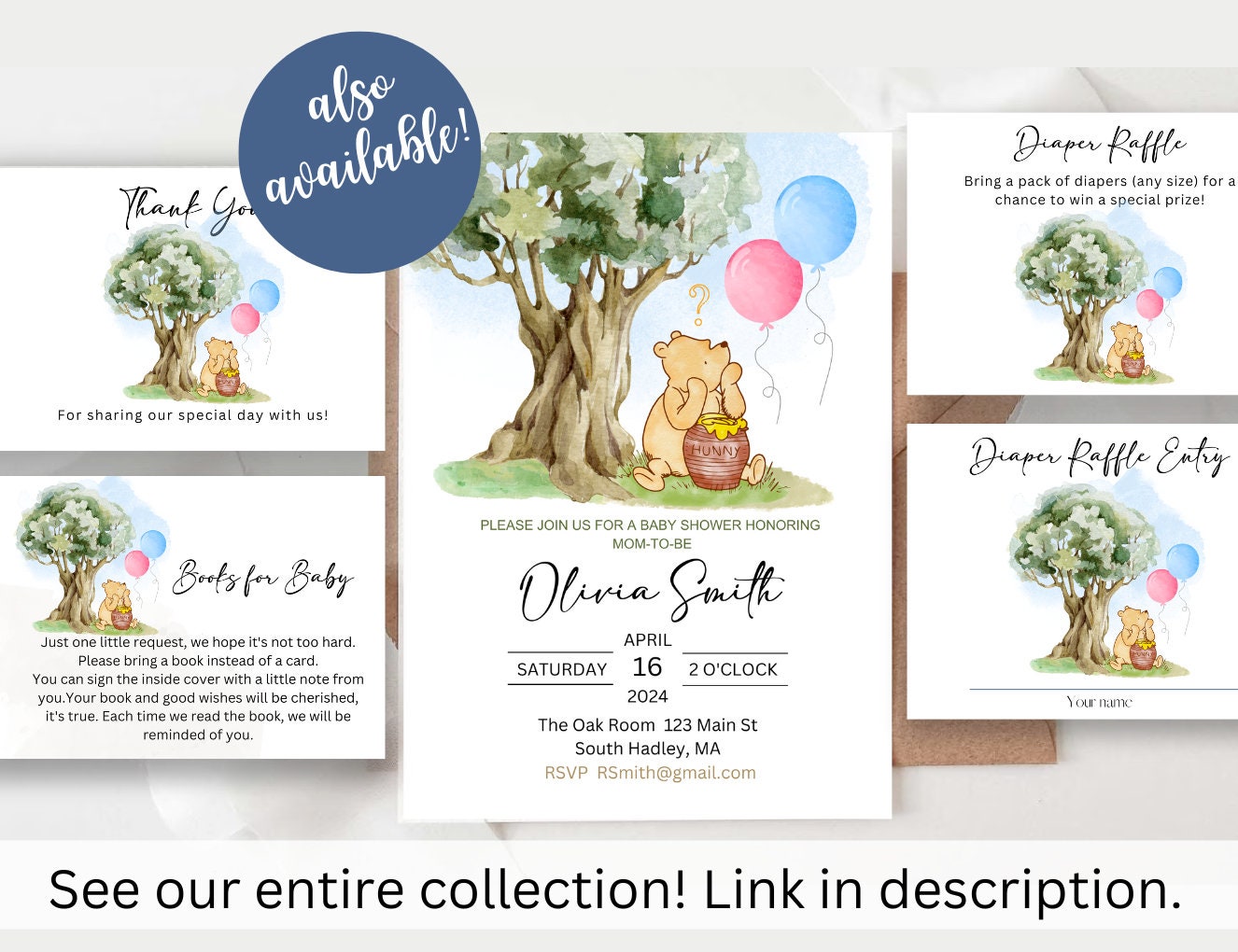 Winnie the Pooh Blue Balloons Evite Invitation Winnie the Etsy