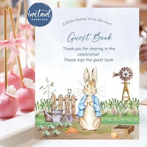 Peter Rabbit Guest Book Sign | Guest Book with Sign in Sheets | Peter Rabbit Theme Baby Shower | PR10