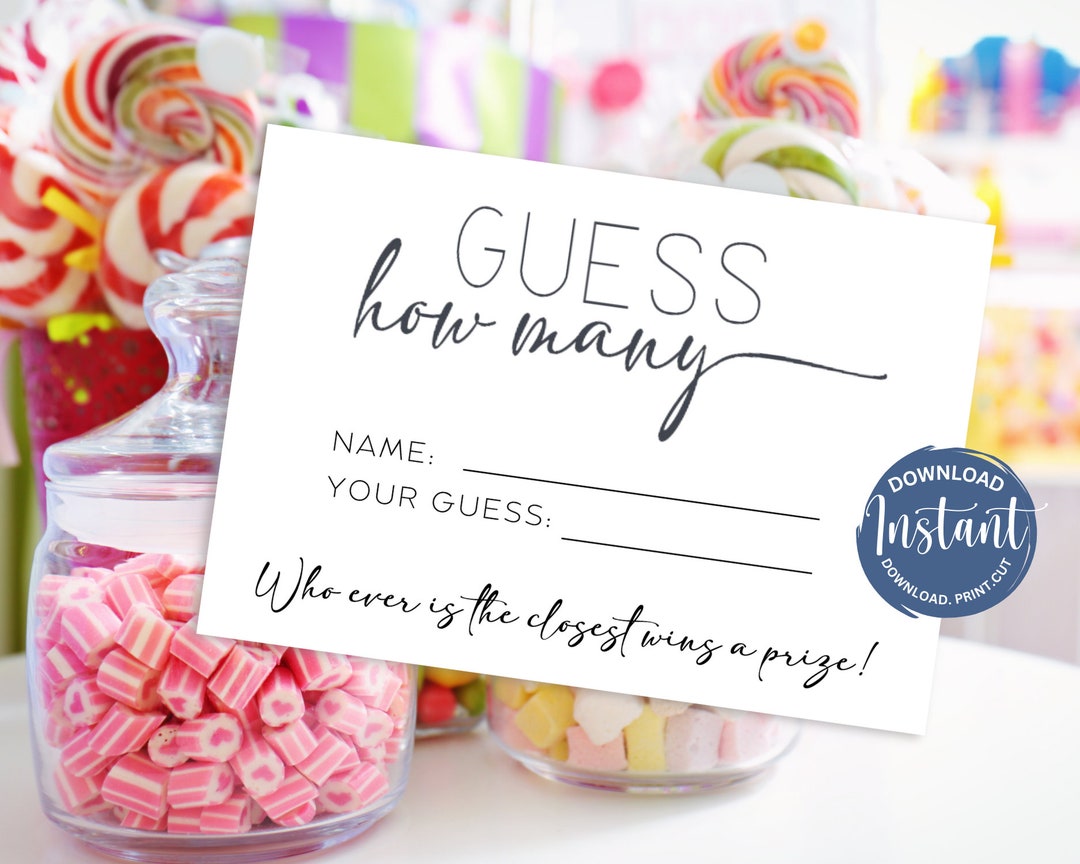 Guess How Many Baby Shower Game Minimalist Shower Idea Modern Clean