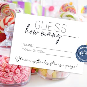 Guess How Many Game: Minimalist Baby Shower Game (Digital Download)