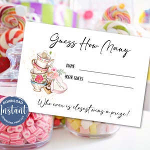 Guess How Many Game: Tea Party Baby Shower (Digital Download)