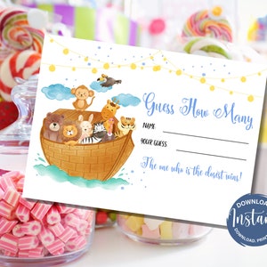 Baby Animal Shower Game: Guess How Many Cards (Digital Download)