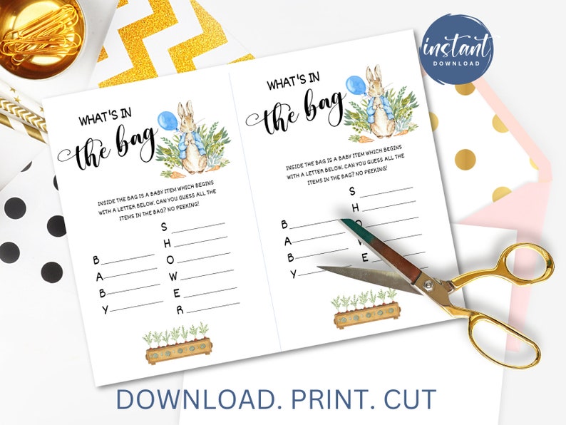 Peter Rabbit Baby Shower Game Peter Rabbit What's in the Bag Game Baby