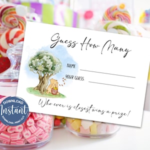 Winnie the Pooh Baby Shower Game: Guess How Many Cards (Digital Download)