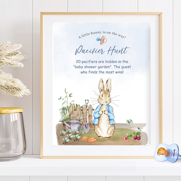 Peter Rabbit Pacifier Hunt Sign | Peter Rabbit Theme Baby Shower | PR10