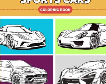 Luxury & Sport Cars Coloring Book, 50+ Pages (Digital Download)