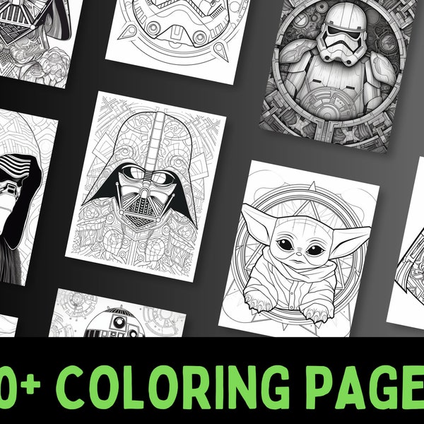 May the Force Be With You - Star Wars Mandala Coloring Pages, Darth Vader, Printable PDF Pages, Kids Coloring Pages, Instant Download