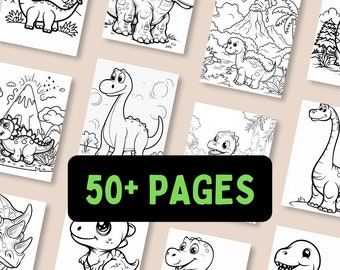 Dino-Mite Toddler-Saurus Adventure! Over 50 Cute Baby Dinosaur Coloring Pages / Downloadable Kids Activity Book / Dino Coloring Fun
