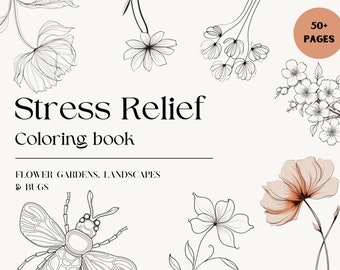 Entspannende Blumen Malseiten: Stress Relief Garten Designs (Digitaler Download)
