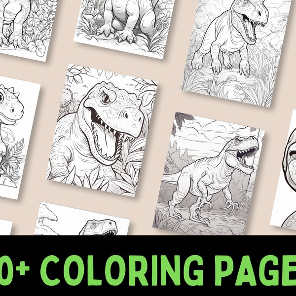 Jurassic Coloring: A Dino-Mite Adventure! Over 40 Coloring Downloadable Pages / Dinosaur Coloring Book / Dino / Kids Activity Book / Drawing