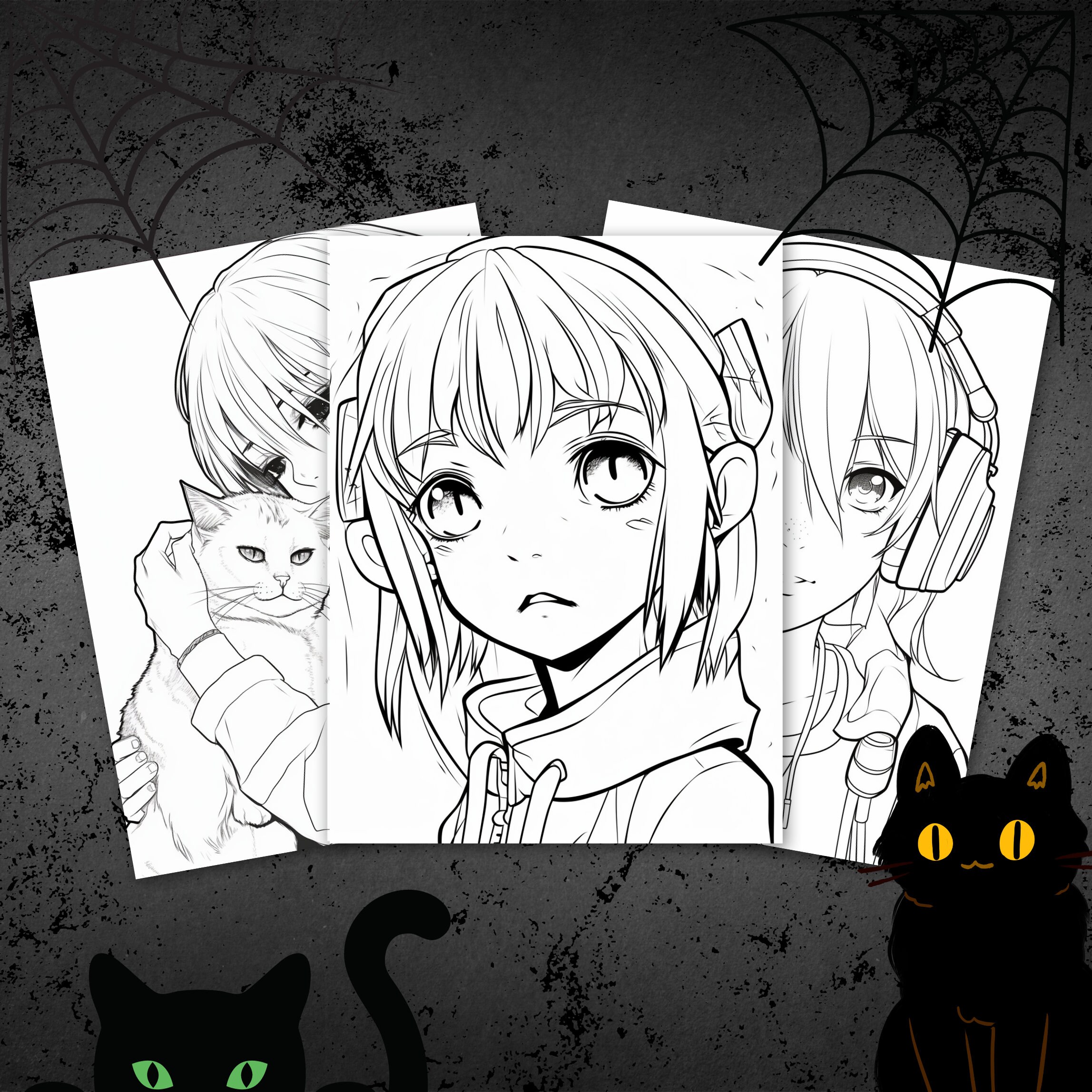 50 Anime Goth Girls Coloring Pages / Halloween Coloring Pages / Anime ...