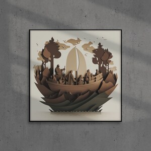 Noah&#39;s Ark Digital Art: Faith-Inspired, Modern Wall Décor for Home and Office Spaces, Digital Print, Jesus, Bible Art, Christian Faith Home