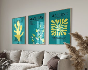 Henri Matisse Prints, Wall Art Set of 3, Matisse Shapes and Cut-outs Prints, Gallery Wall Art, Printables