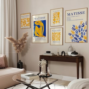 Henri Matisse Inspired Wall Art Set, Matisse Blue & Yellow Prints, Modern Printable Wall Art, Aesthetic Decor, Gallery Exhibition Posters