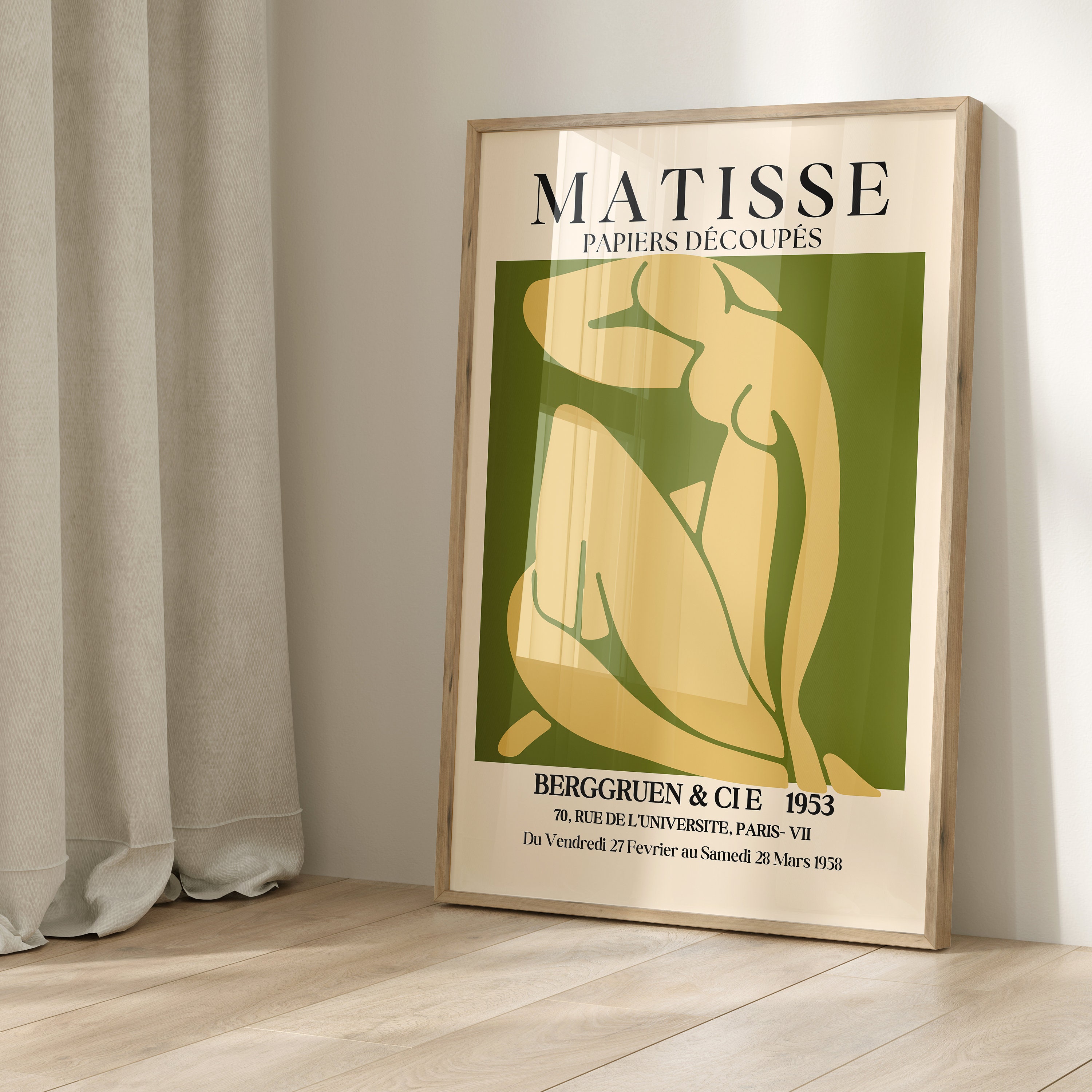 Henri Matisse Wall Art Set of 3, Green and Yellow Matisse Prints