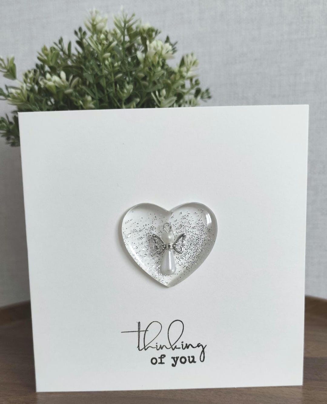 Thinking of You Card With Handmade Removeable Angel Heart Pocket Hug ...