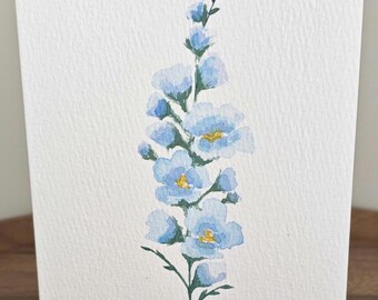 Tarjeta de felicitación con flores pintadas a mano en acuarela para cualquier ocasión.