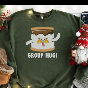 Group Hug, SMores, Camping Unisex Crewneck Sweatshirt, Gift Shirts, Unique Shirts, Fun Shirts, Friend Shirts, Cute Cartoon, Everyday Shirt
