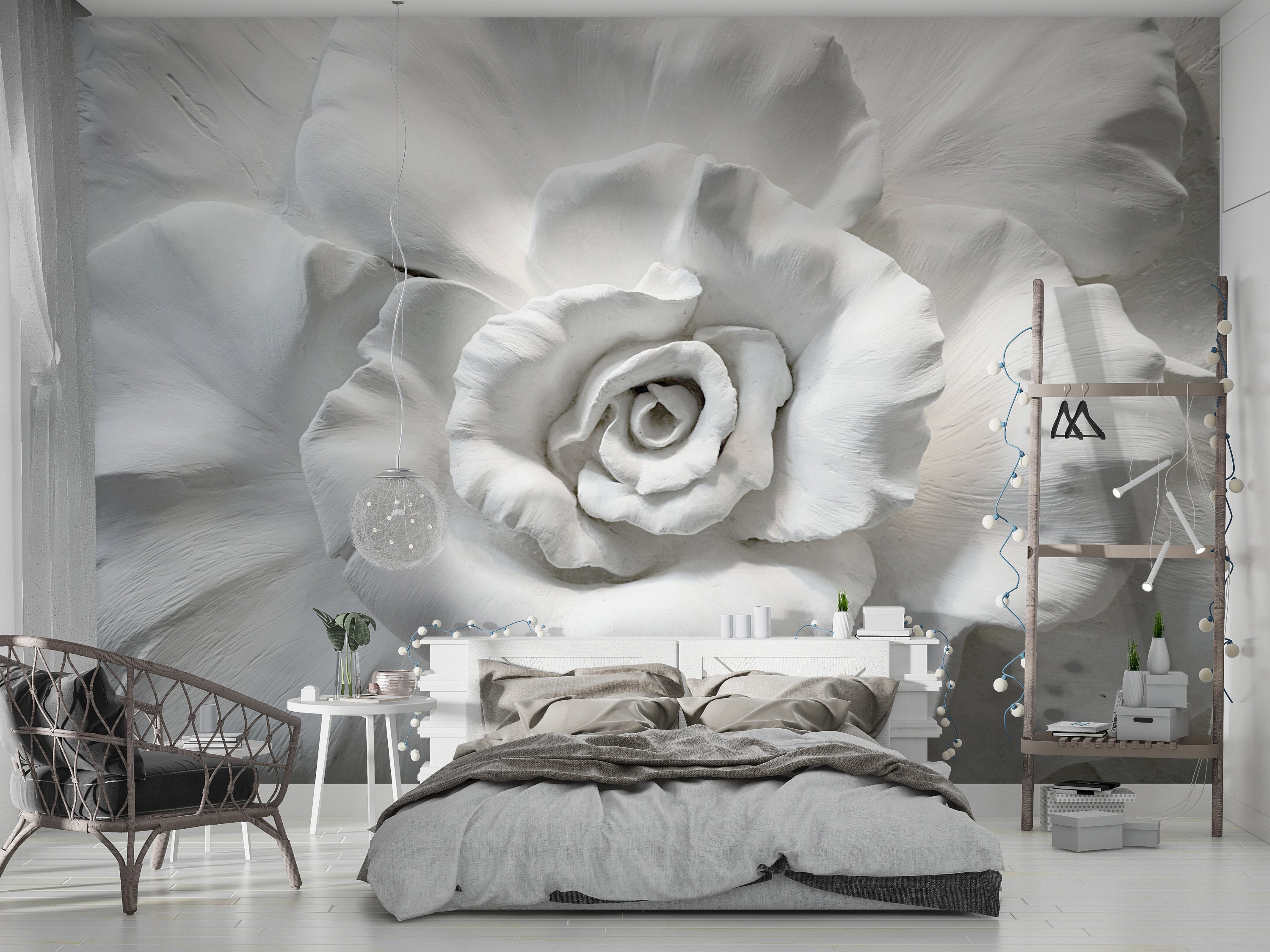 Avikalp MWZ1190 White Flowers Black Leaves 3D HD Wallpaper – Avikalp  International - 3D Wallpapers