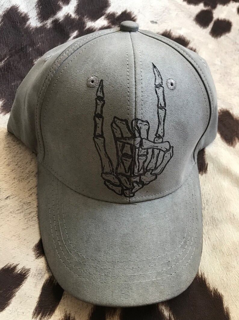 Skeleton Hand Graduation Cap Hand-burned, One of a Kind Skeleton Hand Gray Ball Cap - Etsy