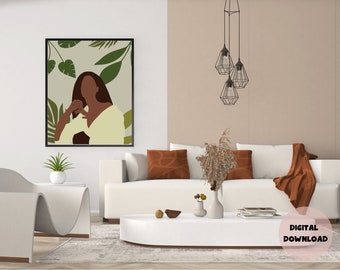 Picture of Calm. Wall Art. Black Women Art. Botanical Wall Art.
