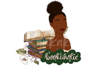 Woman Bookaholic Sticker| Book Lovers Sticker|Black Girl Sticker|Bookworm Sticker|Cup Stickers| Laptop Stickers|