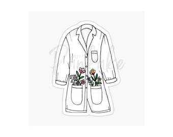 Lab Coat| Flower Sticker| Scientists Sticker|Lab Tech|Cup Stickers| Laptop Stickers|