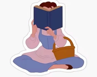 Pegatina de Bella leyendo / La Bella y la Bestia / Pegatina de amantes de los libros / Pegatina de ratón de biblioteca / Pegatinas para tazas / Pegatinas para portátil / Princesas Disney
