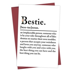 Bestie Karte| Karten für Erwachsene | Bestie Definition Karte | Grußkarten|Beste Freunde Karten| Geburtstagskarte|