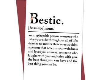 Bestie Card| Adult Cards| Bestie Definition Card| Greeting Cards|Best Friend Cards| Birthday Card|