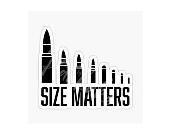 Size Matters| Funny Stickers| Girly Gun Sticker| Funny Quotes