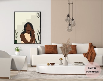 Lovely Abstract:Wall Art. Digital Download. Minimalist Art. African American Women.