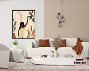 Spanish Window Pose Art: Black Girl Wall Art. Instant Prints. African American Women. Wall Art.