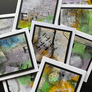 Carte de voeux peinte faite main de collage de techniques mélangées