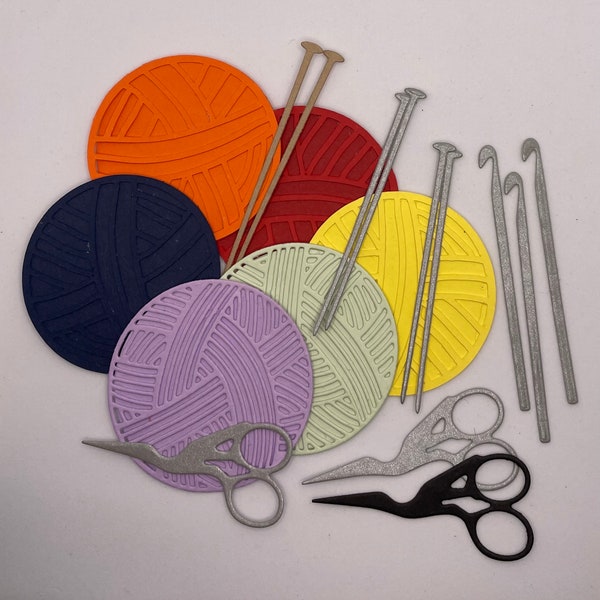 Knitting crochet embroidery sew stitching die cuts ephemera for card making scrapbooking and journaling various types