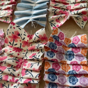 Pink blue floral stripe fabric ruffles for journals or scrapbooking
