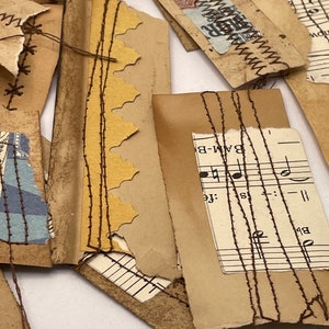 Strisce di carta cucite in stile vintage, effimere, journaling, scrapbooking