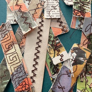 Page de livre pour enfants cousue de style vintage bandes de papier écriture éphémère scrapbooking