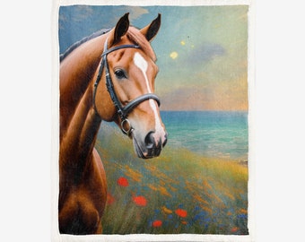 S10040 Double-Sided Super Soft Plush Blanket-Chestnut Horse