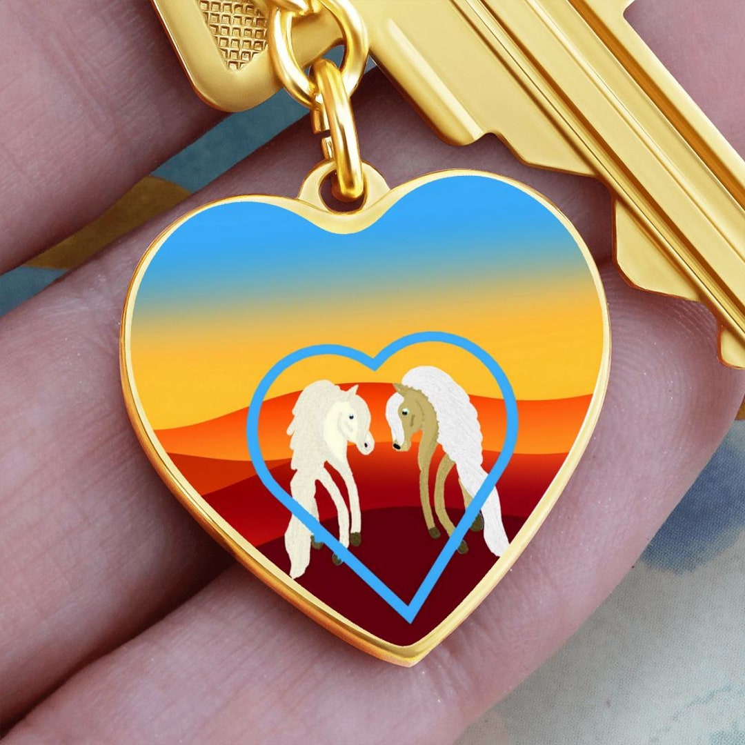 1167 Heart Pendanthorse Keychainpersonalizesilvergold Etsy