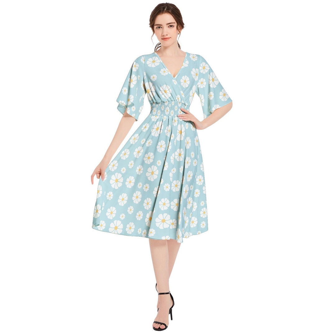 Butterfly Pattern A-Line Sleeveless Midi Dress