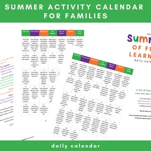 The Summer of Fun and Learning Daily Calendar, Preschool Daily Calendar, Get Ready for School Preparation Calendar, Family Daily Activities image 1