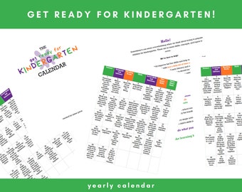 The Get Ready For Kindergarten Calendar, Prepare for Kindergarten, Preschool Activity Calendar, Full Year Calendar for Kids